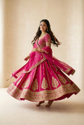 Jhoom Crimson Gulab Lehenga