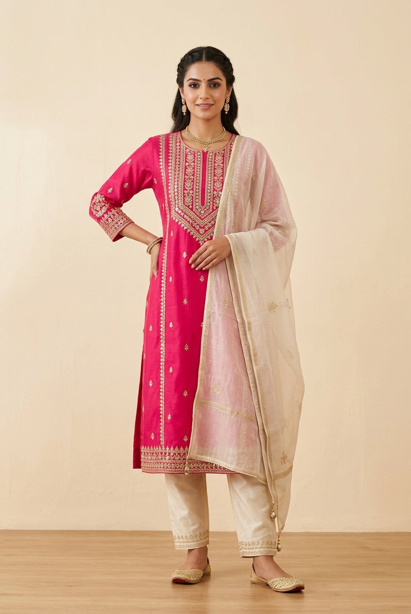Jhoom Crimson Gulab Lehenga